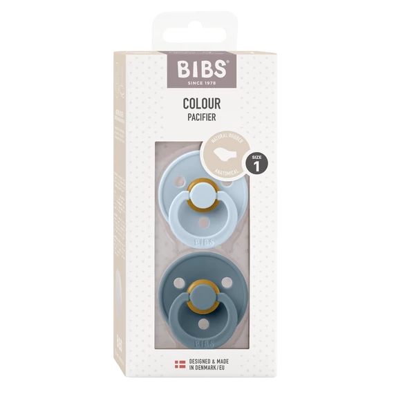 BIBS Colour 2-es szett - anatómiai cumifej (Pasztellkék/Páva), 0-6 hó
