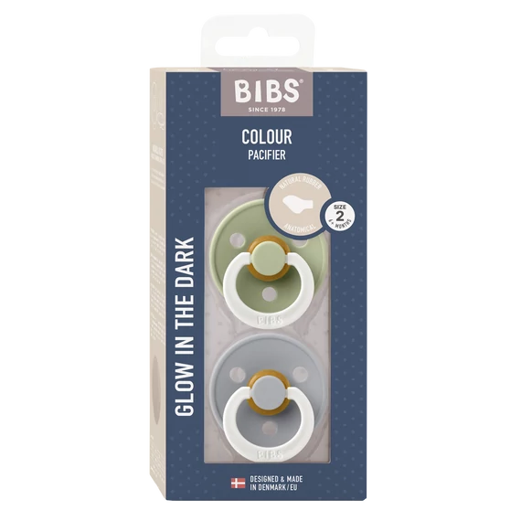 BIBS Colour Set of 2 - anatomical pacifier (Evening Sage/Evening Dolphin), 6-36 months