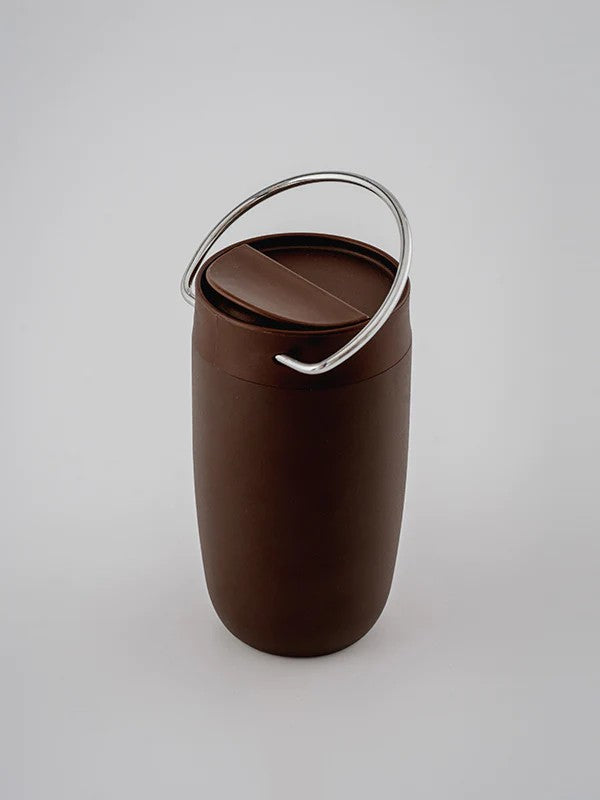 EQUA CUP, THERMOS MUG, BROWN WITH SILVER HANDLE - 300 ML