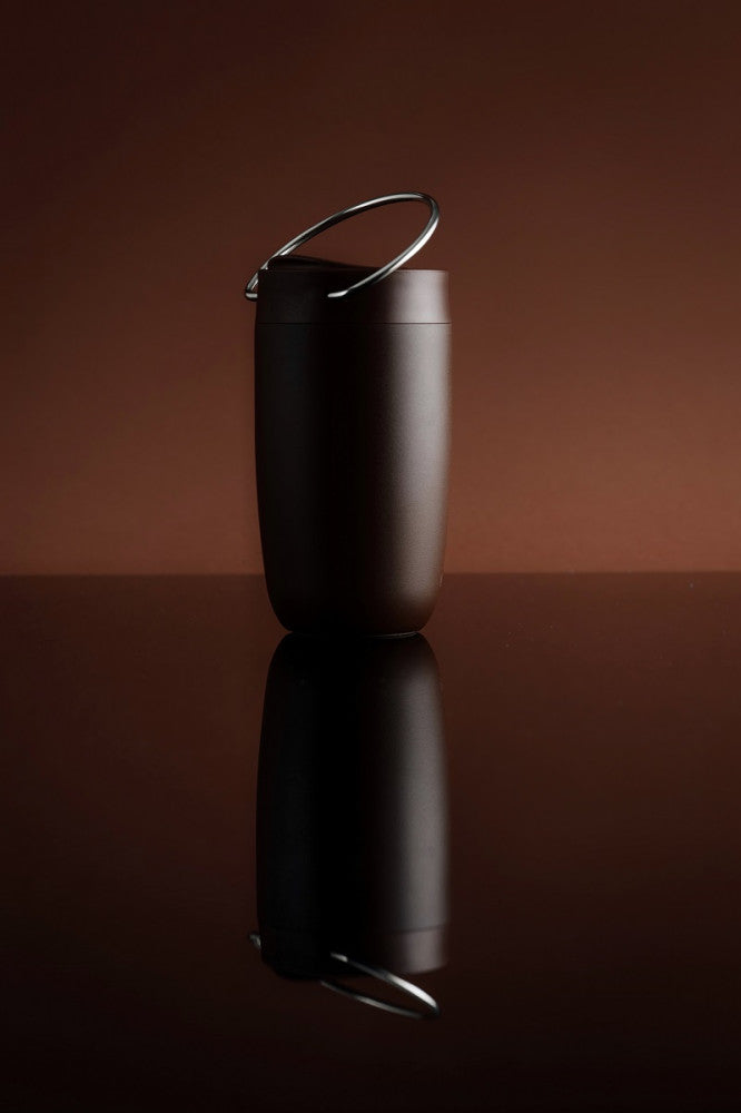 EQUA CUP, THERMOS MUG, BROWN WITH SILVER HANDLE - 300 ML