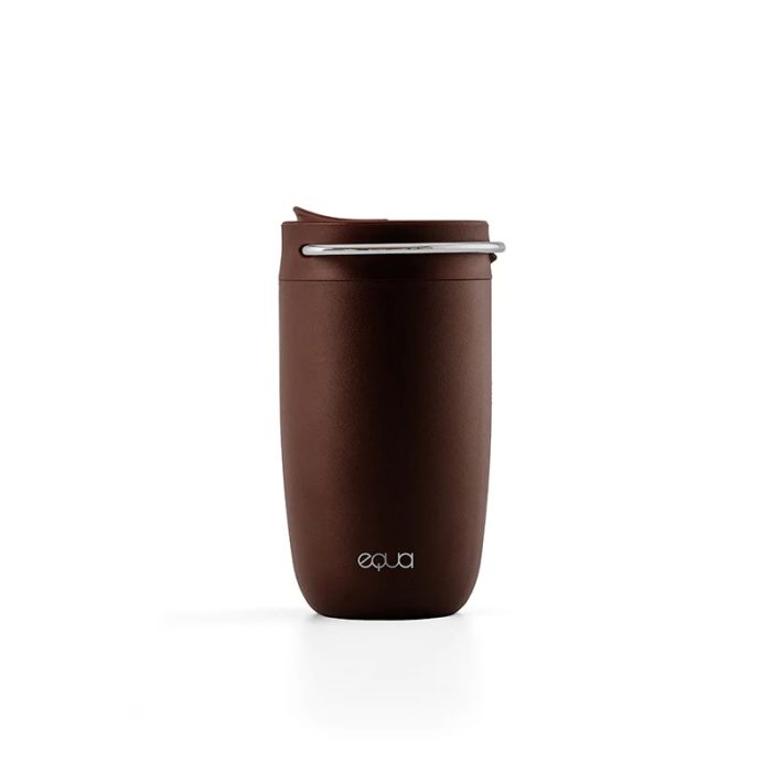 EQUA CUP, THERMOS MUG, BROWN WITH SILVER HANDLE - 300 ML