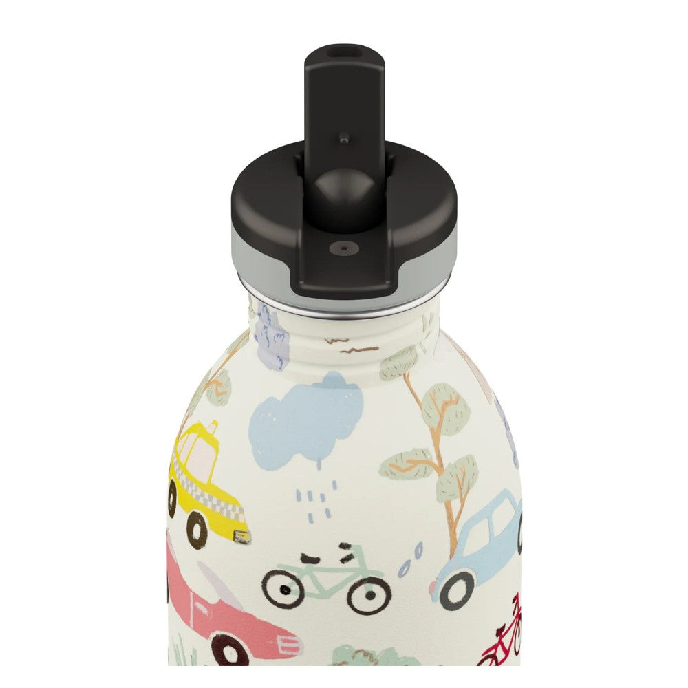 24BOTTLES Kids Urban 500ml rozsdamentes acél kulacs szívószálas kupakkal, Adventure Friends