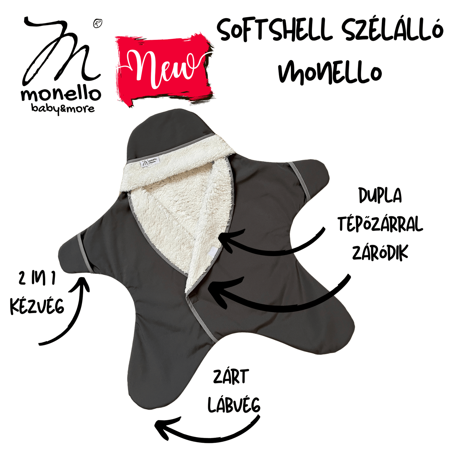 Cápaszürke Softshell Szélálló Babamelegítő Kiscsillag – Limited Edition