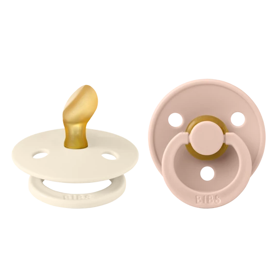 BIBS Colour Set of 2 - anatomical pacifier (Cream White/Powder Pink), 0-6 months 