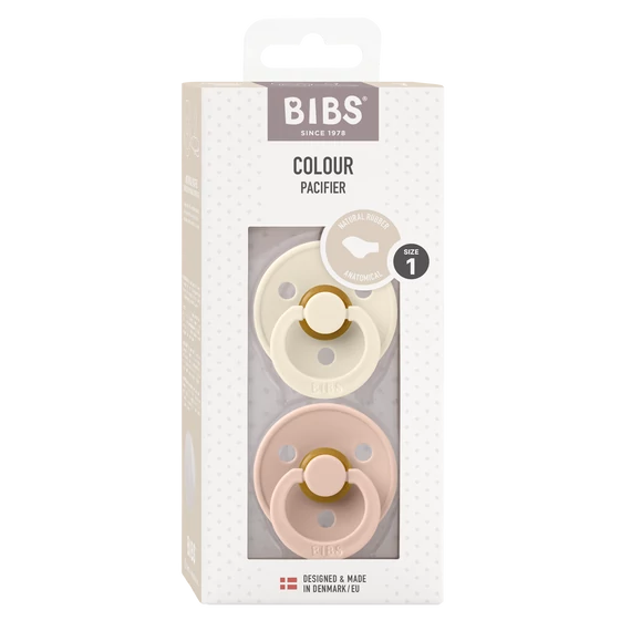 BIBS Colour Set of 2 - anatomical pacifier (Cream White/Powder Pink), 0-6 months 