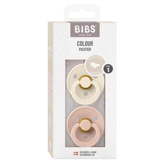 BIBS Colour Set of 2 - anatomical pacifier (Cream White/Powder Pink), 0-6 months 