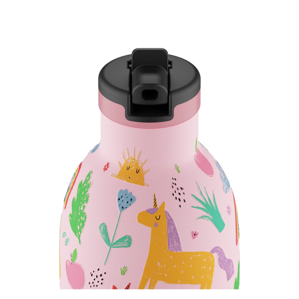 24BOTTLES Kids Clima 330ml rozsdamentes acél termosz szívószálas kupakkal, Magic Friends