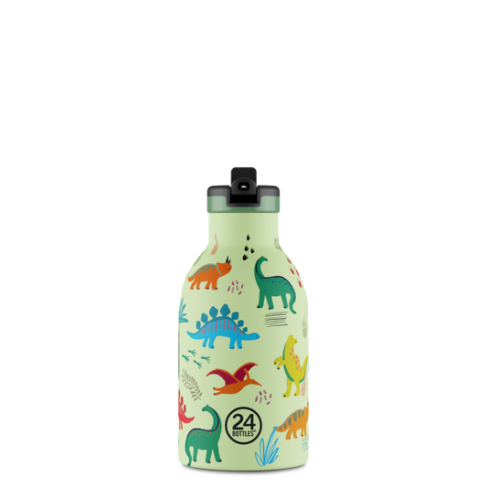 24BOTTLES Kids Clima 330ml rozsdamentes acél termosz szívószálas kupakkal, Jurassic Friends