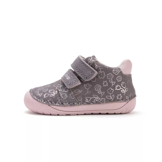 D.D.STEP DARK GREY GYEREK ZÁRT CIPŐ S070-52724B- Virág mintákkal