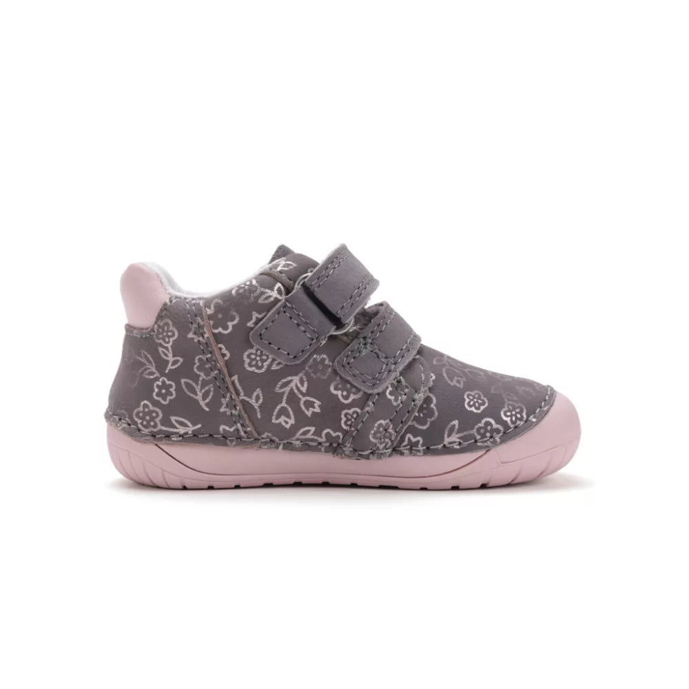 D.D.STEP DARK GREY GYEREK ZÁRT CIPŐ S070-52724B- Virág mintákkal