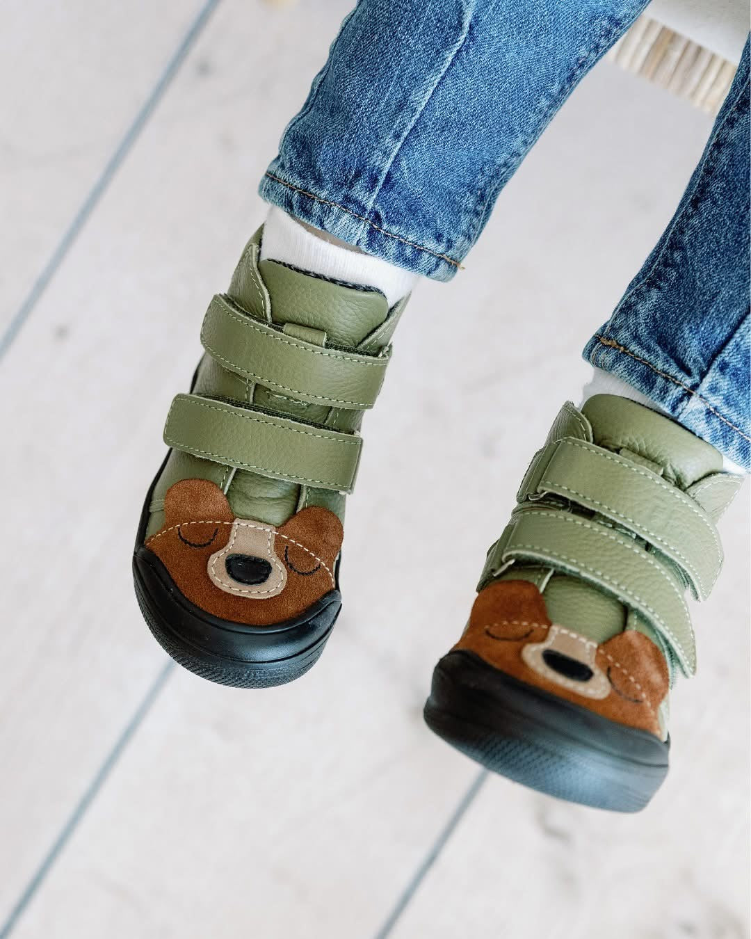TD Shoes Őszi vízálló cipő- Pisztácia zöld macis