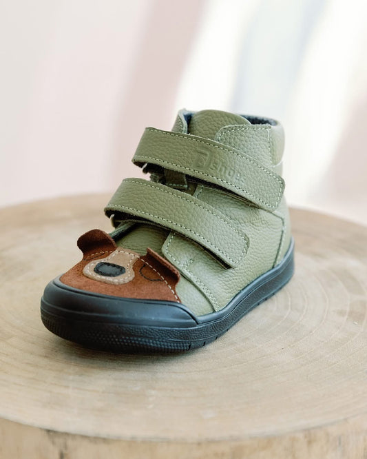 TD Shoes Őszi vízálló cipő- Pisztácia zöld macis